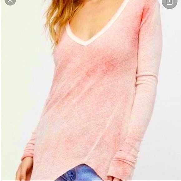 Free People We the Free Long Sleeve Peachy Salmon Color Tunic Tee NWOT x-small - Picture 4 of 13